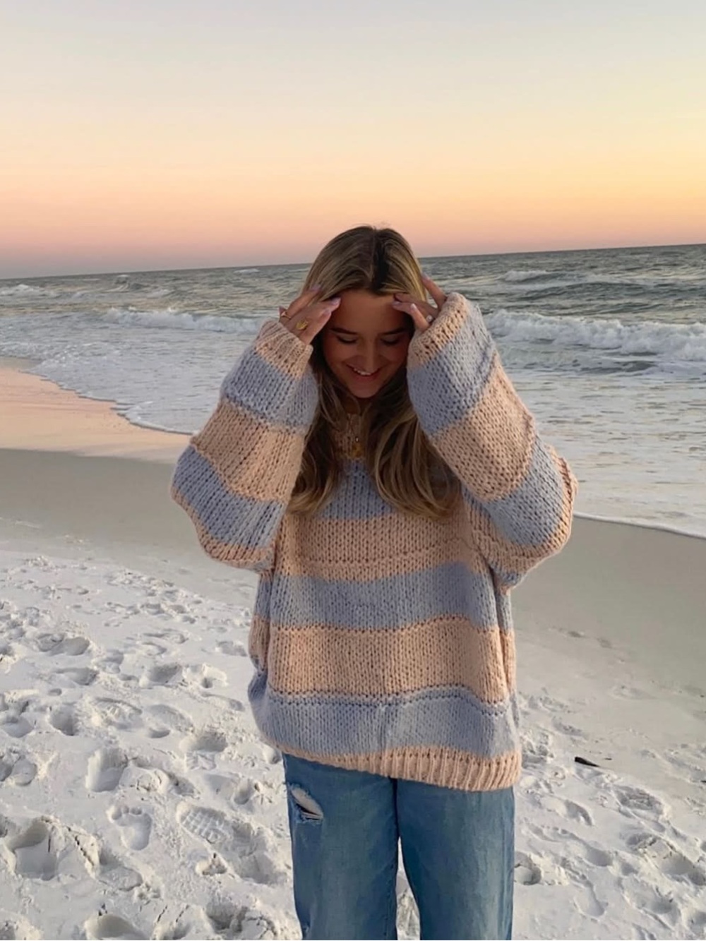 Beginning boutique miracle brand oversized striped sweater m/l